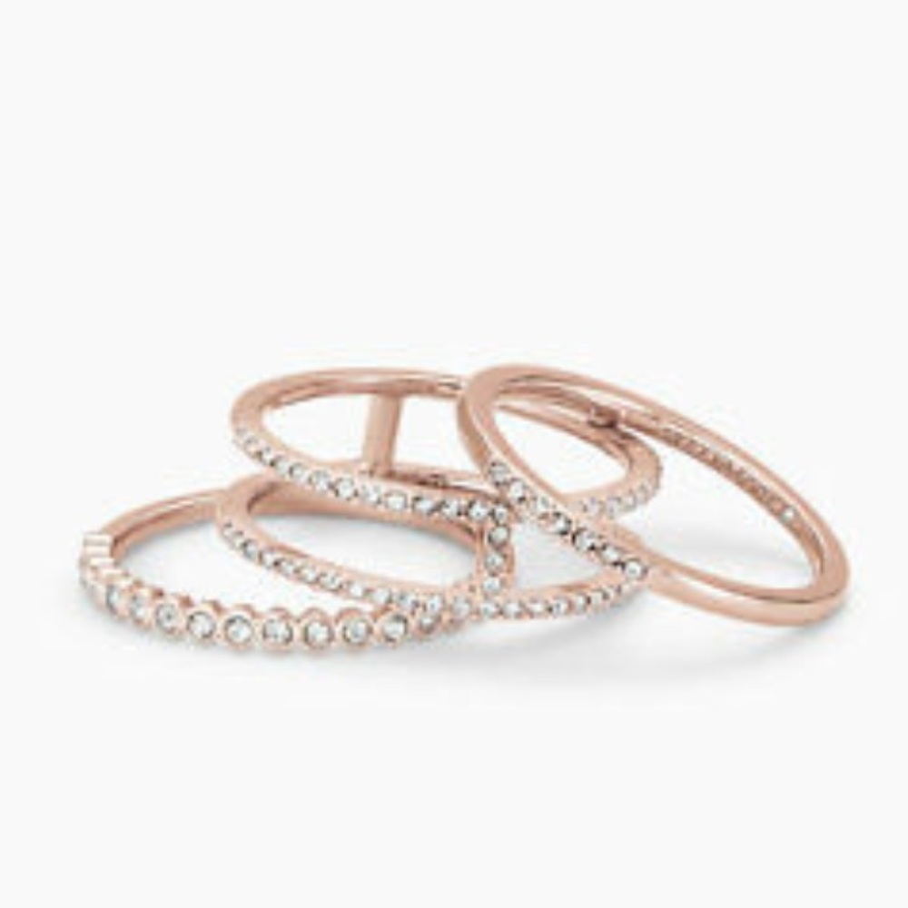 Stella & Dot | ROSEGOLD & Pavé Crystal Set of 3 Imperial Stacking Rings - Picture 2 of 8